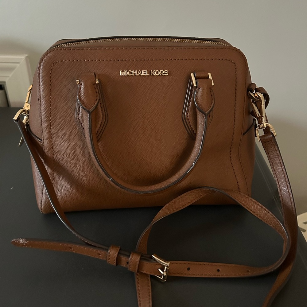 Michael Kors Tan Leather Tote with Gold Accents